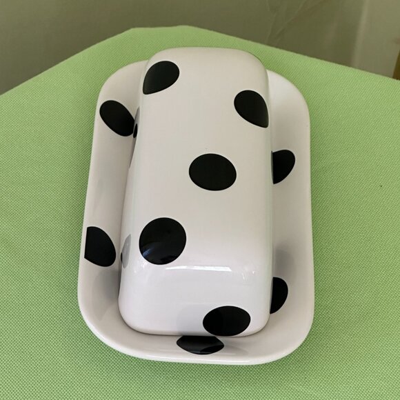 KATE SPADE DECO DOT COVERED BUTTER DISH:NWT DOTS - Picture 3 of 14